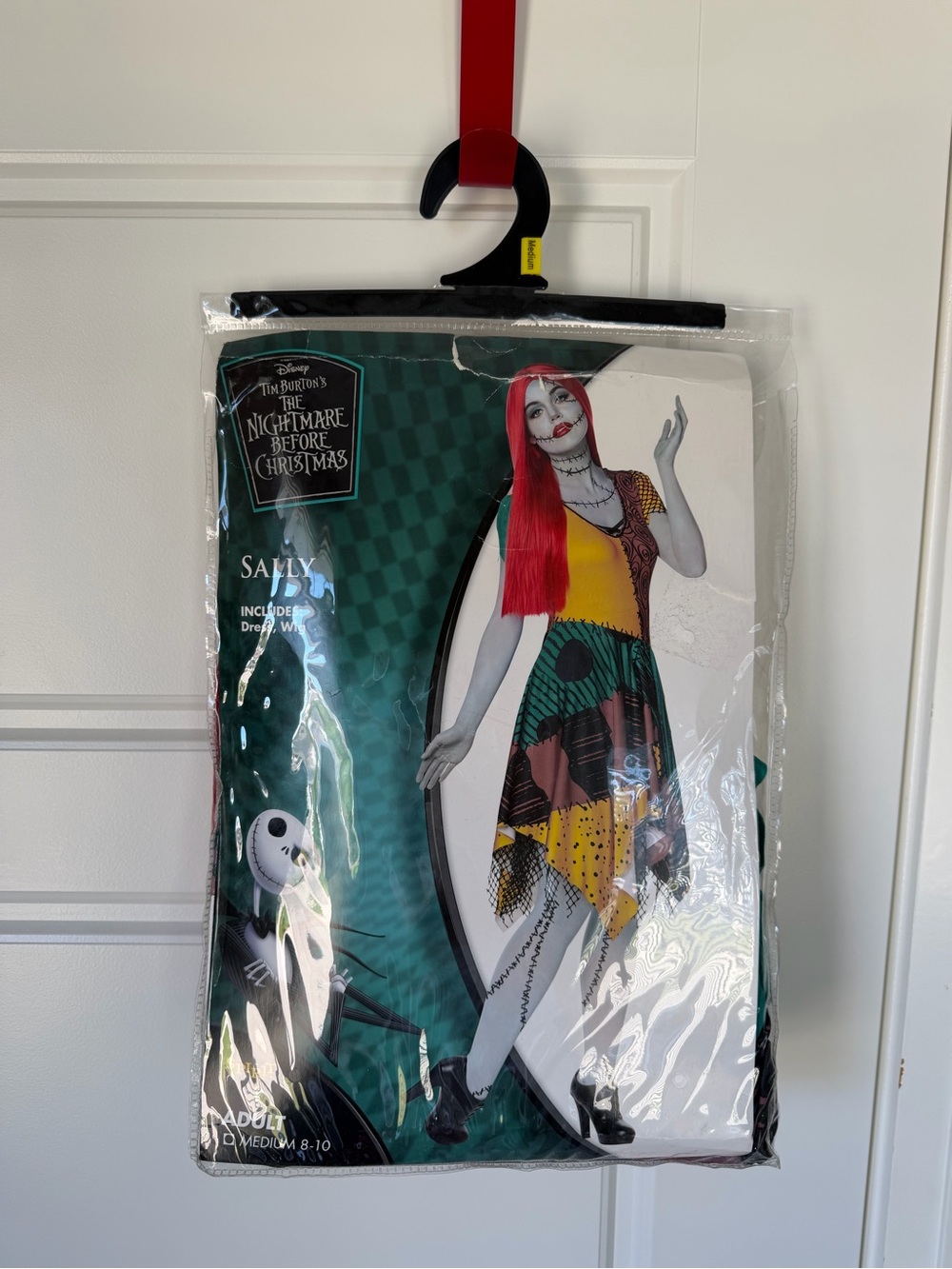 Disney Sally Patchwork Dress Costume with Red Wig - Multicolor